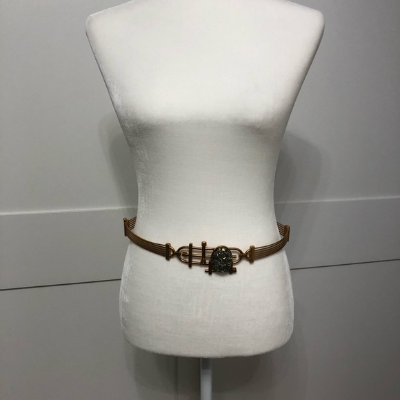 Gianfranco ferre belt. Gold color and pyrite stone main image 4